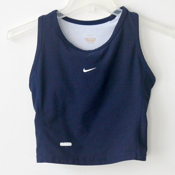 Nike Vintage Y2k Navy Blue Athletic Sleeveless Crop Bra Tank Top Small 4-6 - Picture 1 of 5